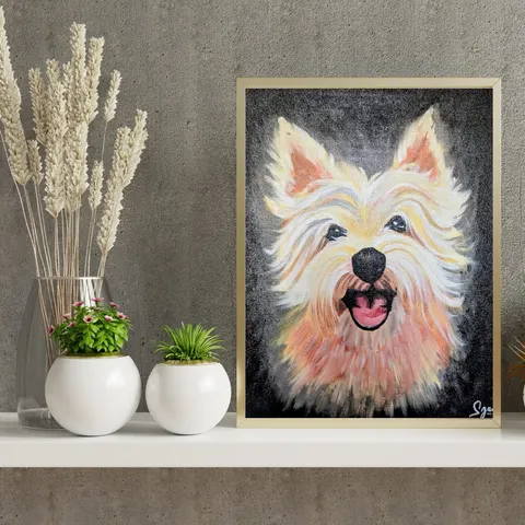 Happy Westie Painting - Joyful Dog Painting 1