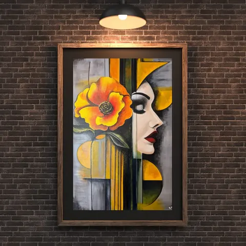 Abstract Floral & Face Art on Canvas - Feminine Duality 1